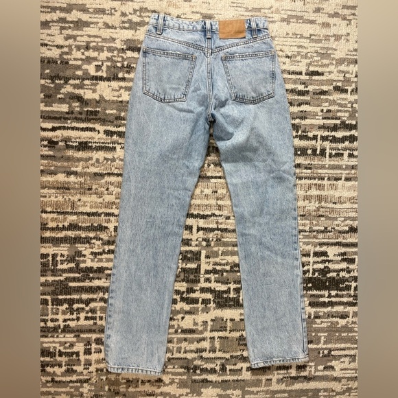 Zara Highrise Blue Button Fly Slim Straight Leg Jeans Cotton Size 4 - Picture 4 of 8